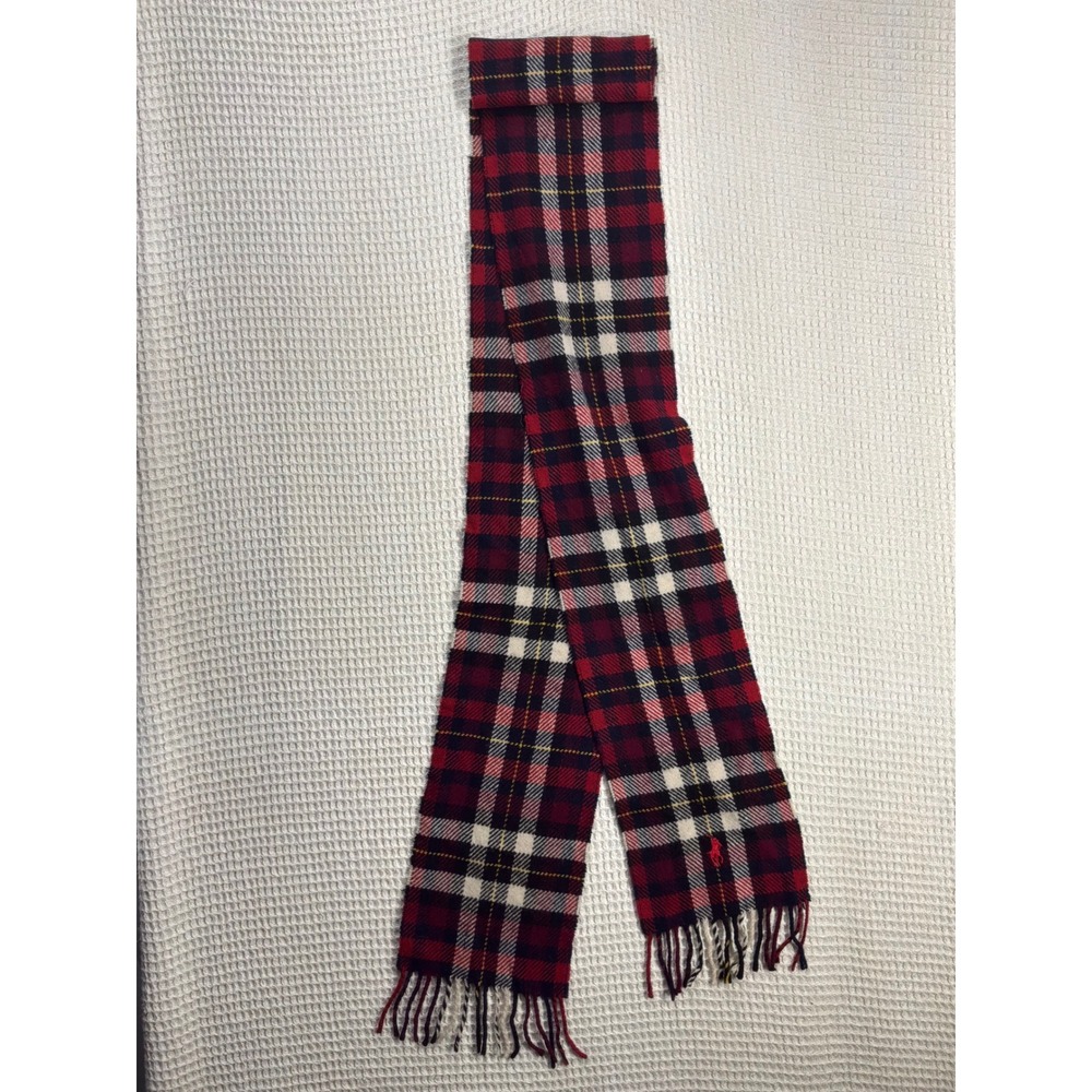 Preppy Unisex Polo Ralph Lauren Scarf OS Red Plaid